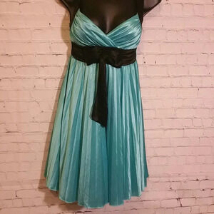 City triangles black teal cocktail dress